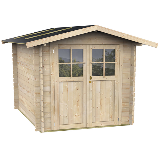 Alce Opera 215×180 – Caseta de jardín de madera – Con ventanas y puerta de doble hoja – 215x180x207 cm