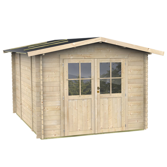 Alce Opera 215×250 – Caseta de jardín de madera – Con ventanas y puerta de doble hoja – 215x250x207 cm