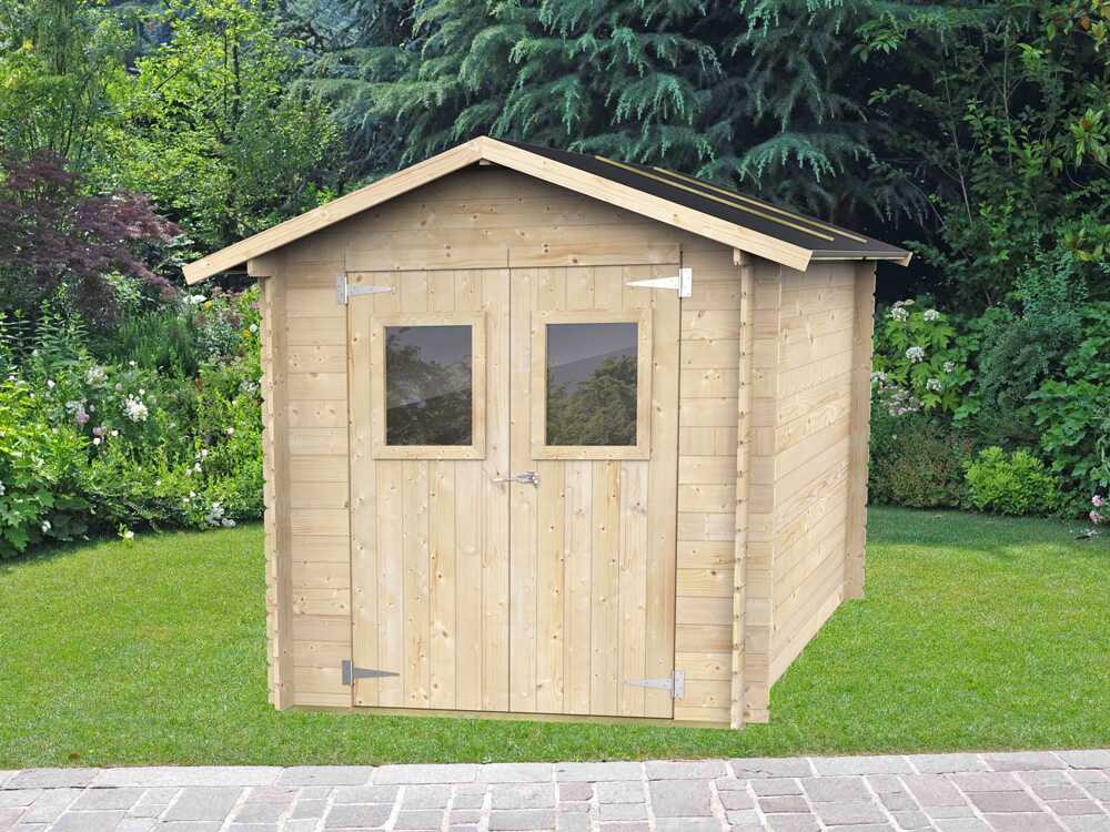 Alce Roby 198×198 – Caseta de jardín de madera – Con ventanas y puerta de doble hoja – 198x198x215 cm - Imagen 2