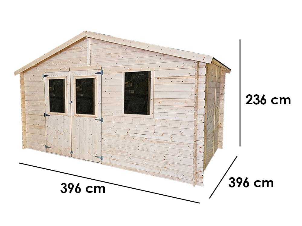 Alce Sara 396×396 – Caseta de jardín de madera – Con ventanas – 396 x 396 x 236 - Imagen 3