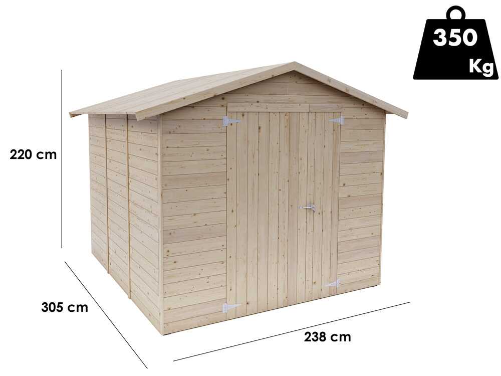 Alce Stefy 238×305 – Caseta de jardín de madera – 238x305x220 cm - Imagen 4