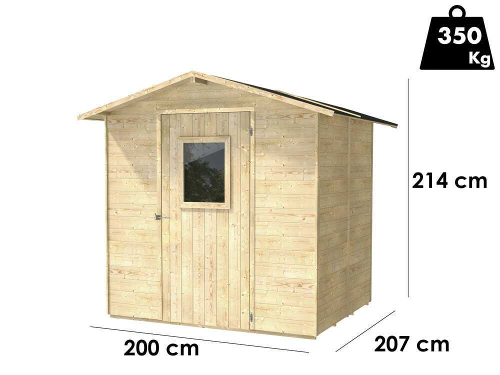 Alce Vaniglia 200×207 – Caseta de jardín de madera – Con ventana delantera – 200x207x214 cm - Imagen 5