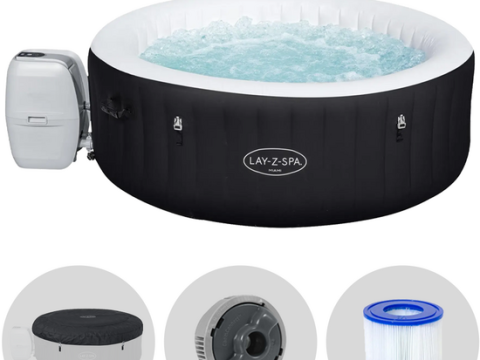 Bestway Lay-Z-Spa Miami AirJet 60001 negro – Ø180×66 cm – Spa hinchable para 3-4 personas