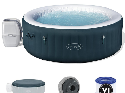Bestway Lay-Z-Spa Miami AirJet 6001D verde – Ø196×66 cm – Spa hinchable para 5-6 personas