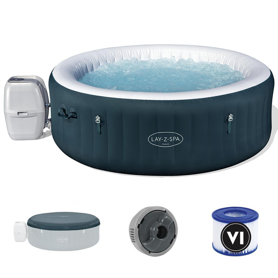Bestway Lay-Z-Spa Miami AirJet 6001D verde – Ø196×66 cm – Spa hinchable para 5-6 personas