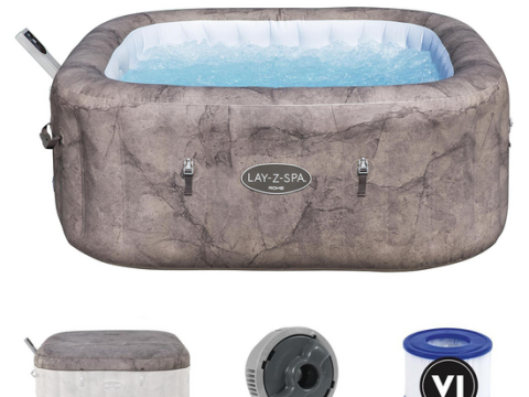 Bestway Lay-Z-Spa Roma AirJet 6001K – 180x180x71 cm – Spa hinchable para 5-6 personas