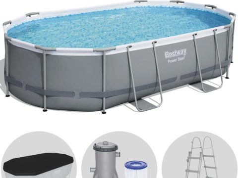 Bestway Power Steel 56448 – 488 x 305 x 107 cm – Piscina ovalada