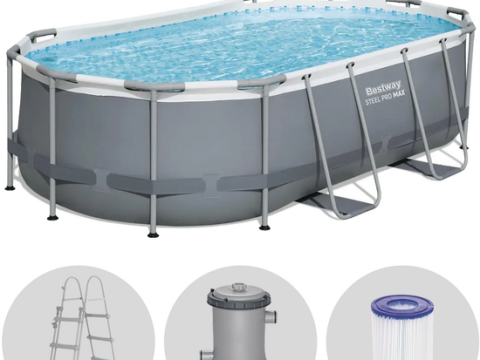 Bestway Power Steel 56620 – 427 x 250 x 100 cm – Piscina ovalada