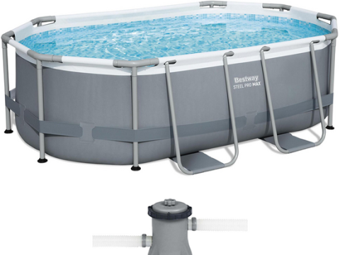 Bestway Steel Pro Max 5614A – 305x200x84 cm – Piscina ovalada + Bomba de filtración 16 W