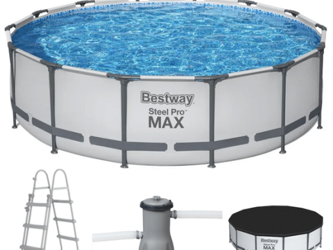 Bestway Steel Pro max 56950 – Ø427×107 cm – Piscina redonda para 7-8 personas