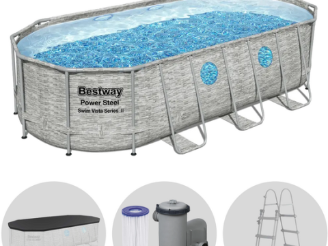Bestway Steel Pro Max Splashview 56716 – 549x274x122 cm – Piscina ovalada para 7-8 personas