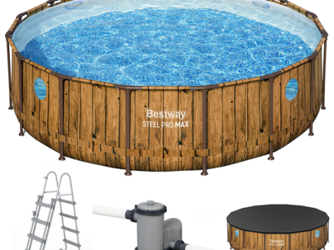 Bestway Steel Pro Max Splashview 56725 – Ø488×122 cm – Piscina redonda para 9-10 personas