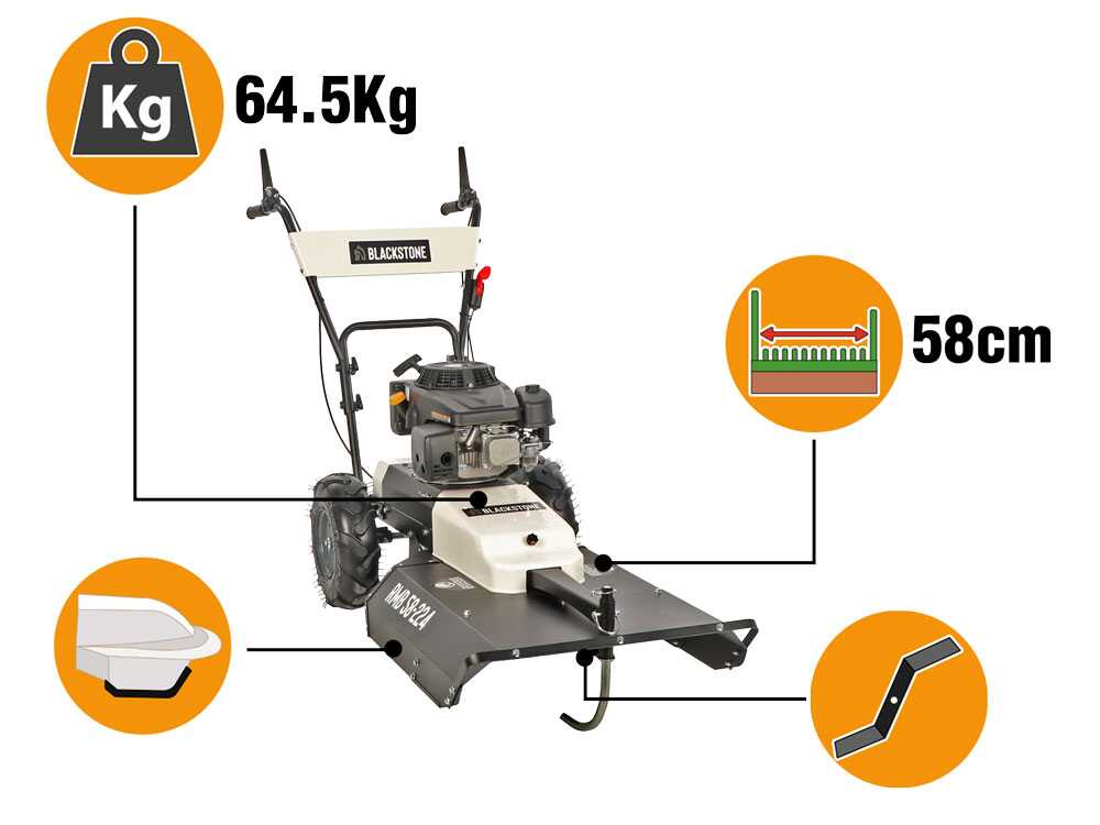 Blackstone RMB 58-224 – Desbrozadora de ruedas de gasolina – Motor Loncin LC1P75F 224 cm³ - Imagen 4