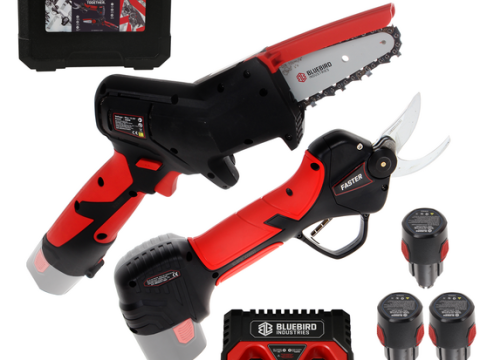 Blue Bird CS 22-04 & PS 23-25 Faster – Kit Podadora a batería + Tijera de podar eléctrica – 12.6 V 2.5 Ah