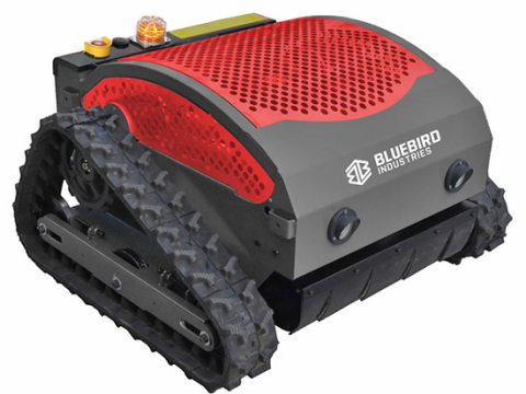 Blue Bird FM 24-65 – Robot cortacésped sobre orugas híbrido (térmico + batería) – Radiocontrolado
