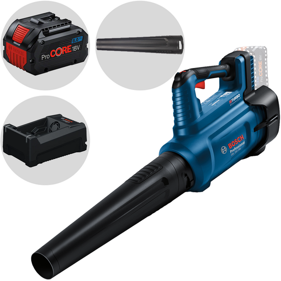 Bosch Professional GBL 18V-750 – Soplador de hojas a batería 18 V/8,0 Ah + Cargador rápido
