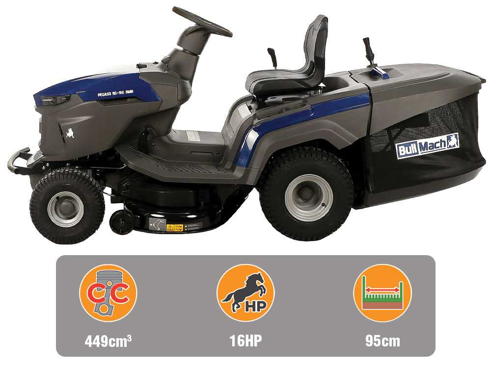 BullMach PEGASO 95-160 RMH – Tractor cortacésped con transmisión hidrostática – Recogedor – Mulching - Imagen 5