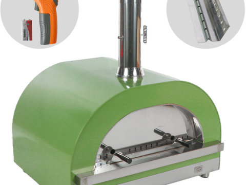 Clementi Gold – Horno de leña para pizza de exterior – Cámara de cocción 80 x 60 – 4 pizzas – Verde