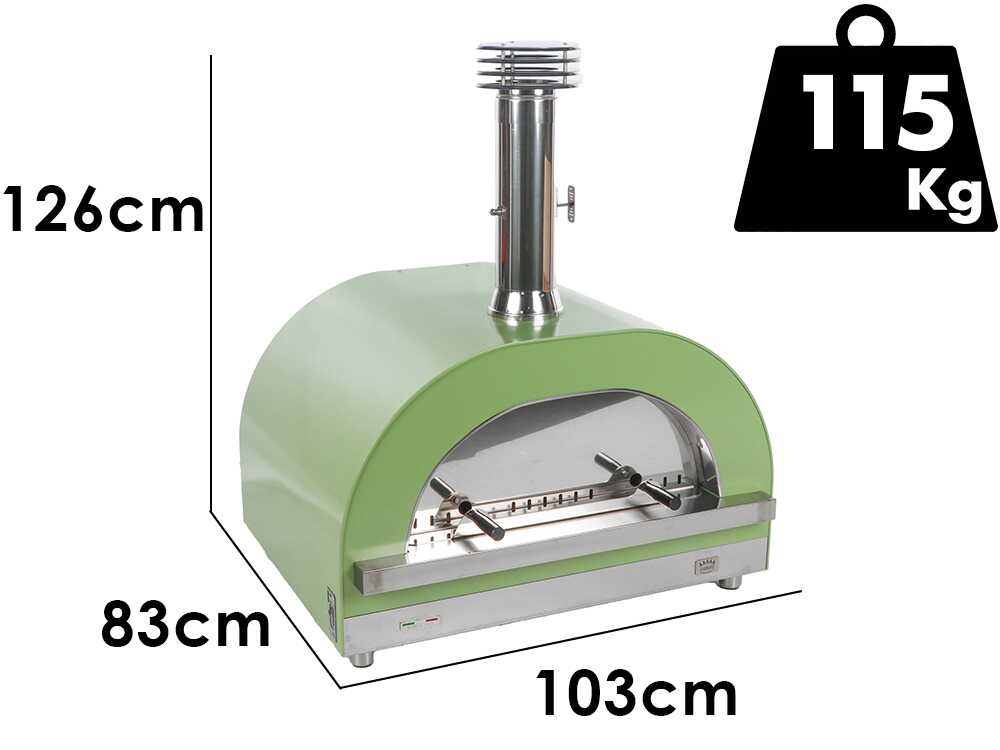Clementi Gold – Horno de leña para pizza de exterior – Cámara de cocción 80 x 60 – 4 pizzas – Verde - Imagen 2