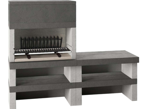 Edilmark KUBO.1 – Barbacoa de leña y carbón de obra – Quemador trasero y accesorio Panka desplazable