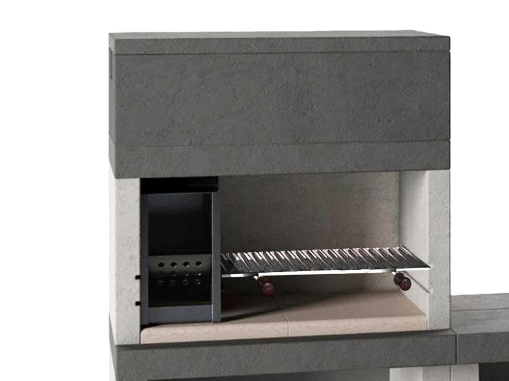 Edilmark KUBO.1 – Barbacoa de obra de leña y carbón – Quemador a la izquierda - Imagen 3
