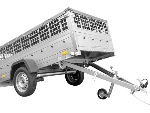 GRAN REMOLQUE 230X125 CON LONA PLANA, LATERALES DE REJILLA, RUEDA JOCKEY Y VARILLAS DE SOPORTE DE LONA – GARDEN TRAILER 230 KIPP