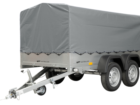 REMOLQUE DE DOBLE EJE UNITRAILER 264/2 KIPP CON RUEDA JOCKEY, ARCO Y LONA GRIS