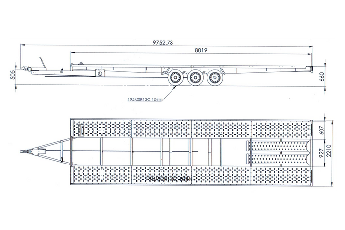 REMOLQUE PORTACOCHES DE TRES EJES 800X230 UNIPLAT 800/3 S 3500 KG - Imagen 2