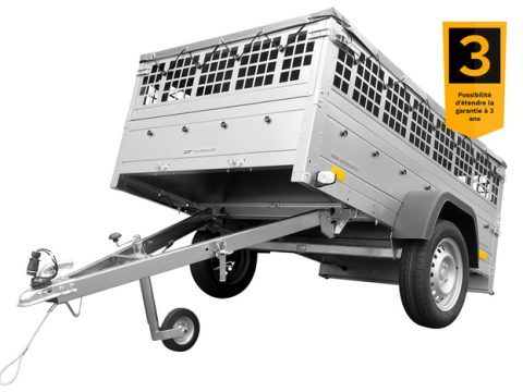 REMOLQUE DE COCHE UTILITARIO 200X125 CON LONA PLANA, LATERALES DE REJILLA Y RUEDA JOCKEY – GARDEN TRAILER 201 KIPP