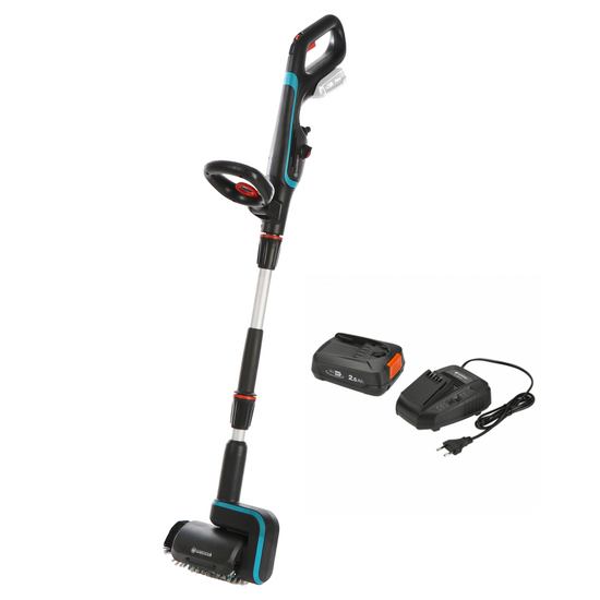 Gardena AquaBrush Patio 03/18V P4A – Limpiador de suelos a batería – con starter kit 18V – 2.5Ah