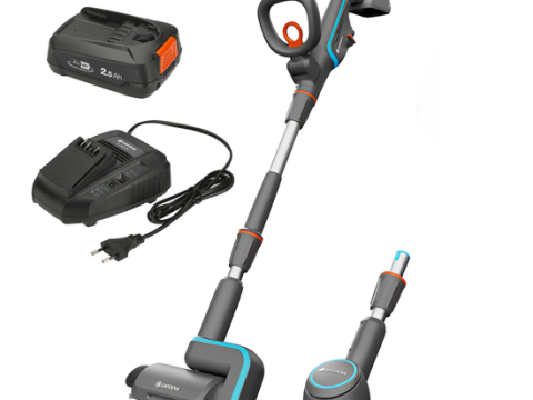 Gardena AquaBrush Universal 03/18V P – Limpiador de suelos a batería + Cepillo – con starter kit 18V – 2.5Ah
