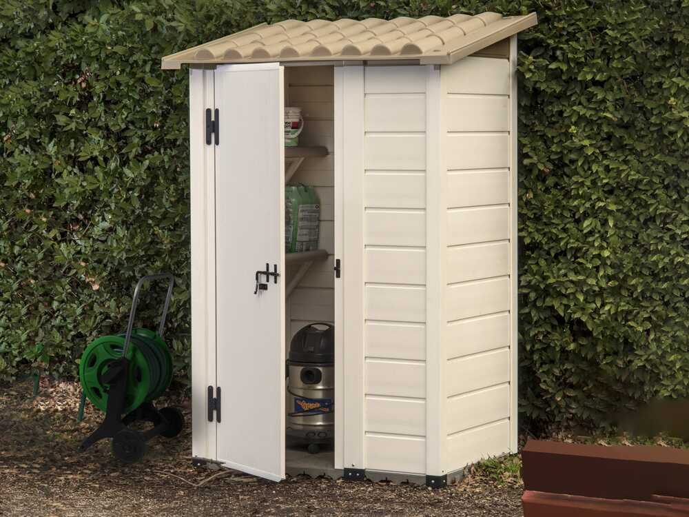 Garofalo Tuscany 100 – Caseta de jardín – Con puerta descentrada – 122,5 x 82,5 x 201 cm - Imagen 3