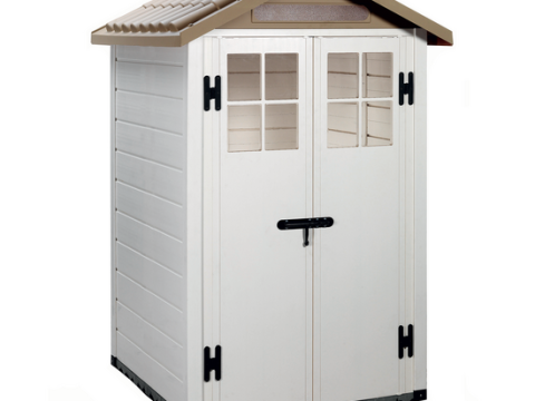 Garofalo Tuscany Evo 120 – Caseta de jardín – Con ventanas y puerta de doble hoja – 122,5 x 122,5 x 214 cm