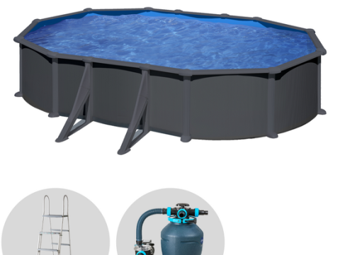 Gre Antracita Ovalada 610x375x132cm – Piscina elevada de acero