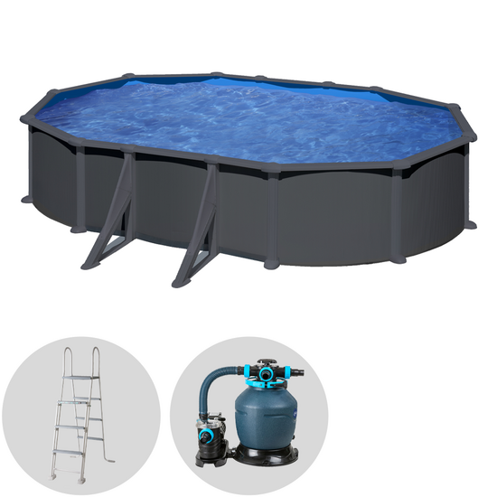Gre Antracita Ovalada 610x375x132cm – Piscina elevada de acero