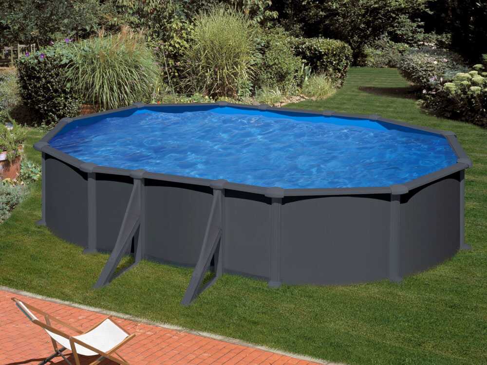 Gre Antracita Ovalada 610x375x132cm – Piscina elevada de acero - Imagen 2