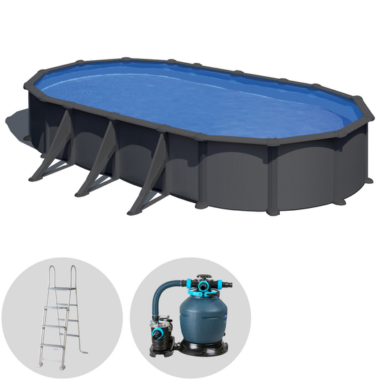 Gre Anthracite ovalada 730x375x132 cm – Piscina elevada de acero
