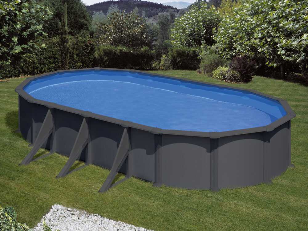 Gre Anthracite ovalada 730x375x132 cm – Piscina elevada de acero - Imagen 2