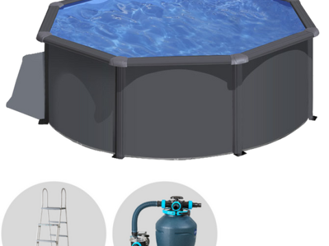 Gre Anthracite redonda Ø300 x 120 cm – Piscina elevada de acero