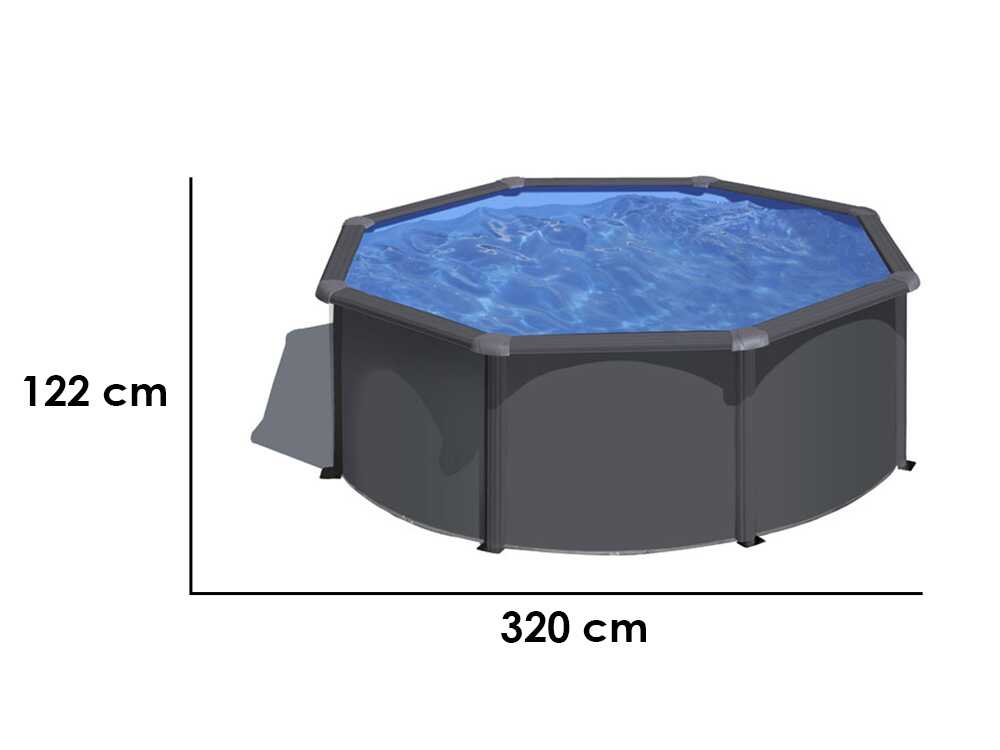 Gre Anthracite redonda Ø300 x 120 cm – Piscina elevada de acero - Imagen 3