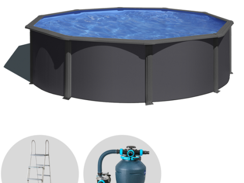 Gre Anthracite redonda Ø350 x 120 cm – Piscina elevada de acero