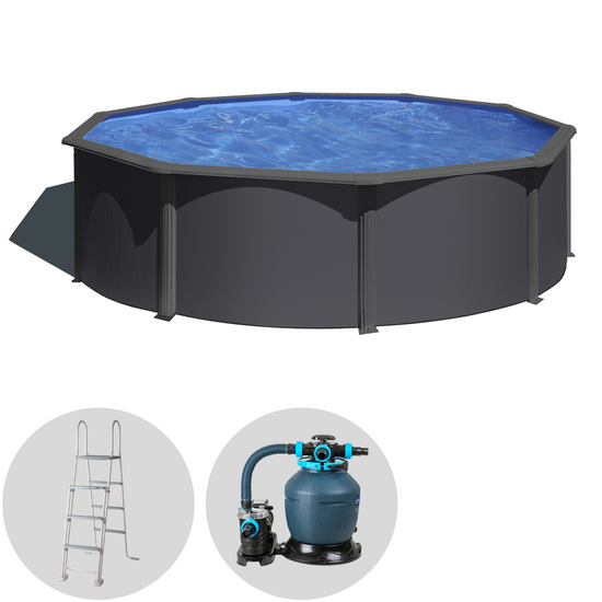 Gre Anthracite redonda Ø350 x 120 cm – Piscina elevada de acero