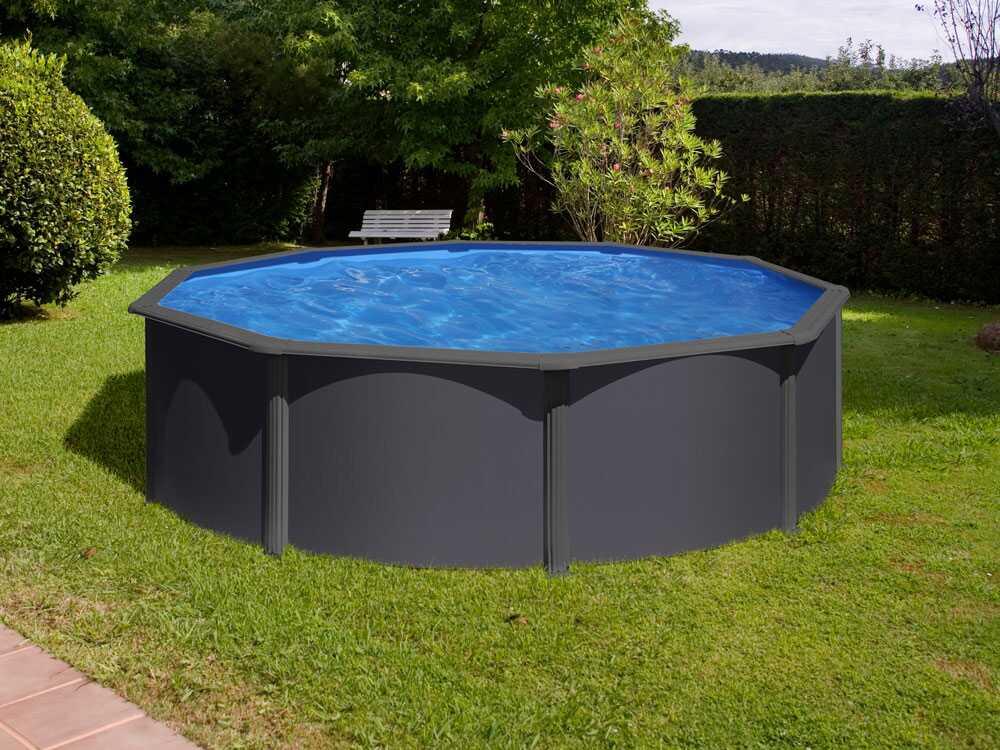 Gre Anthracite redonda Ø350 x 120 cm – Piscina elevada de acero - Imagen 2