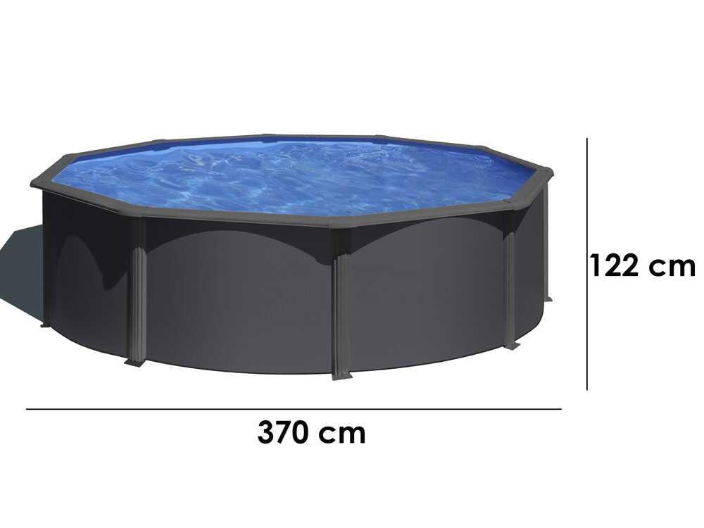 Gre Anthracite redonda Ø350 x 120 cm – Piscina elevada de acero - Imagen 3