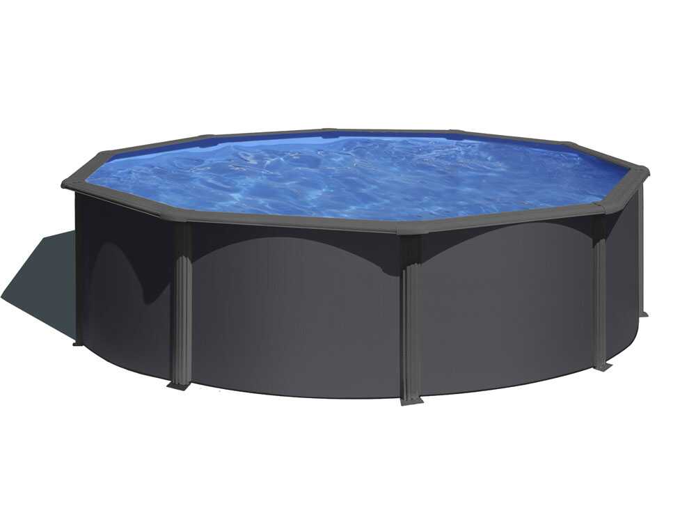 Gre Anthracite redonda Ø350 x 120 cm – Piscina elevada de acero - Imagen 4