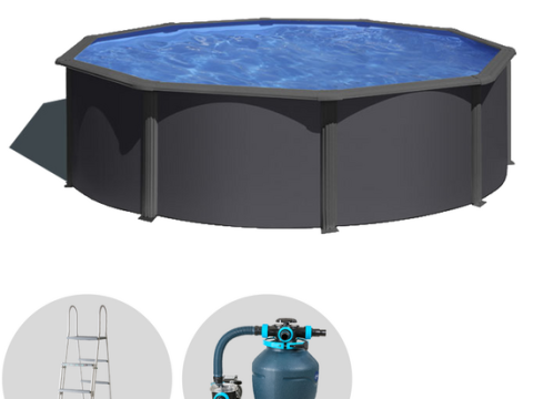 Gre Anthracite redonda Ø460 x 120 cm – Piscina elevada de acero