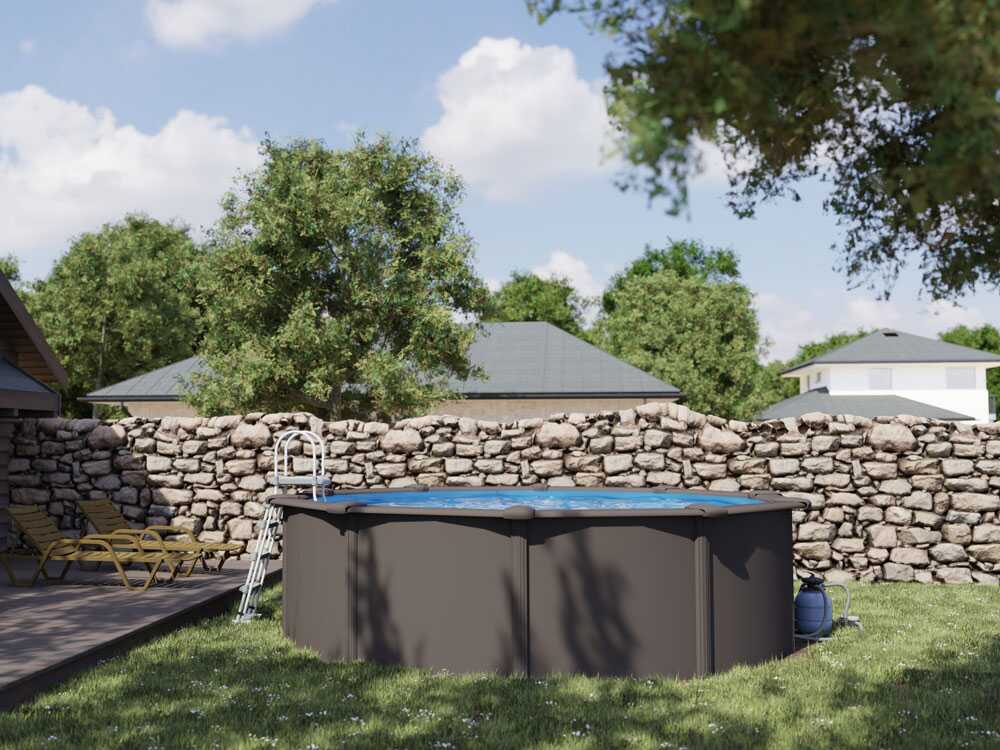 Gre Anthracite redonda Ø460 x 120 cm – Piscina elevada de acero - Imagen 2
