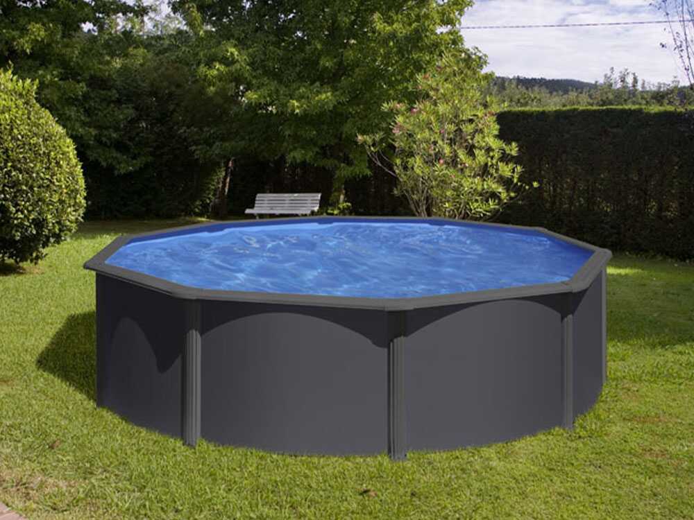 Gre Anthracite redonda Ø460 x 120 cm – Piscina elevada de acero - Imagen 4