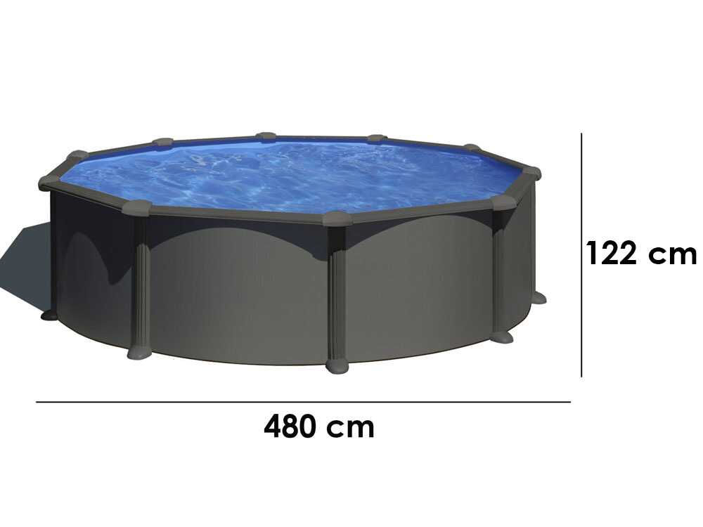 Gre Anthracite redonda Ø460 x 120 cm – Piscina elevada de acero - Imagen 5