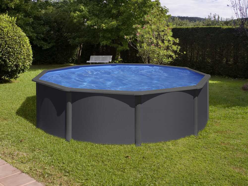 Gre Anthracite redonda Ø460 x 132 cm – Piscina elevada de acero - Imagen 4